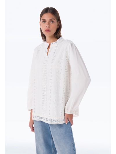 Solid Schiffli All Over Shirt -Sale