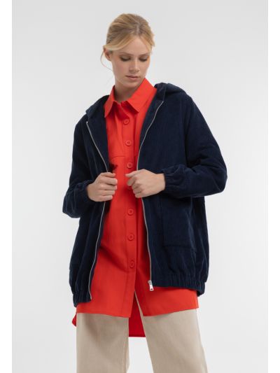 Textured Solid Tight Pleated Outer Jacket