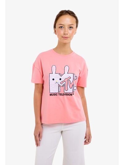 MTV Printed Sequined T Shirt