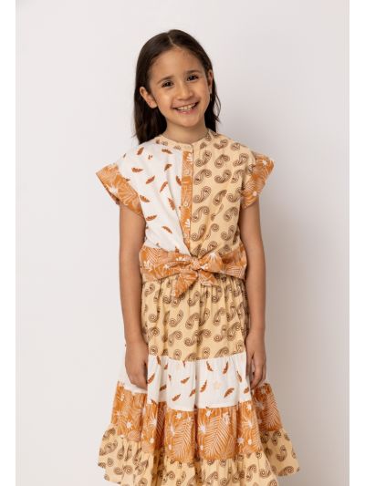 Printed Patterned Tie Waist Shirt