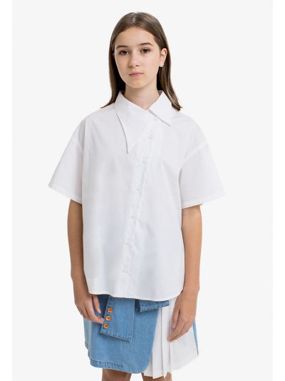 Asymmetrical Collar Solid Shirt