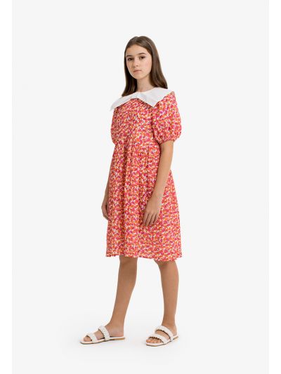 Floral Print Sailor Collar Dress