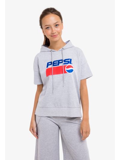 Pepsi Printed Short Sleeved Hoodie