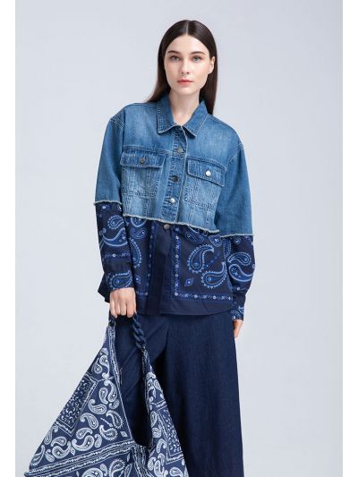 Printed & Solid Panel Denim Outerwear