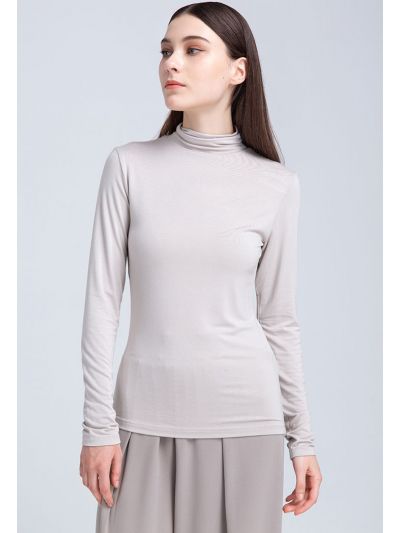 Turtle Neck Solid Basic T-Shirt