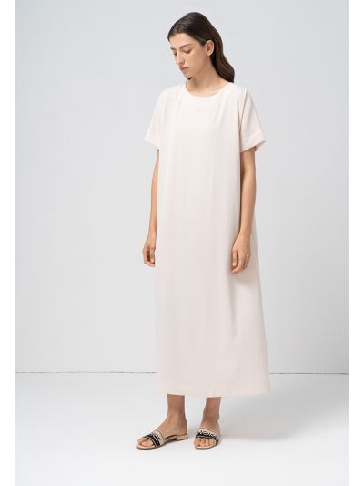 Solid Continuous Short Sleeves Maxi Dress