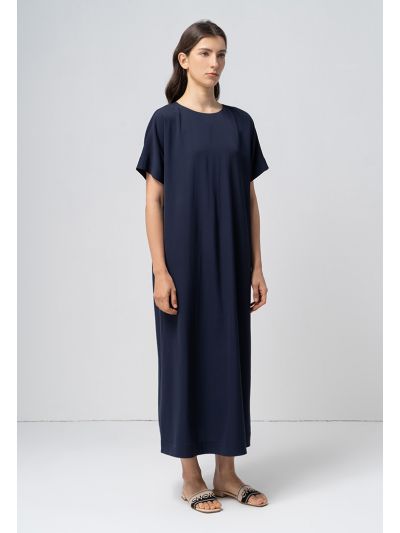 Solid Continuous Short Sleeves Maxi Dress