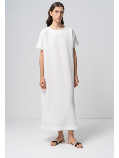 Solid Continuous Short Sleeves Maxi Dress