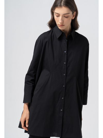Oversize Pleated Flared Shirt