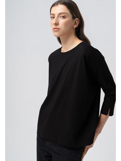 Solid Three Quarter Sleeves Blouse