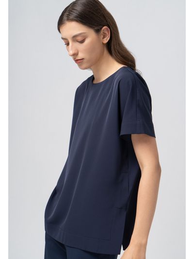 Solid Continuous Short Sleeves Blouse
