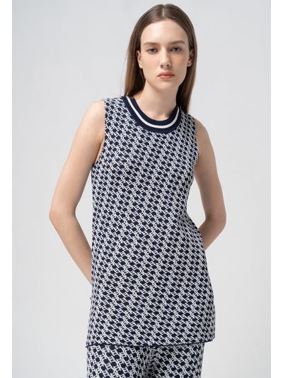 Intarsia Sleeveless Knitted Top 