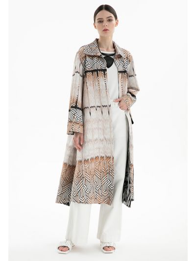 Two Toned Printed Maxi Abaya -Sale