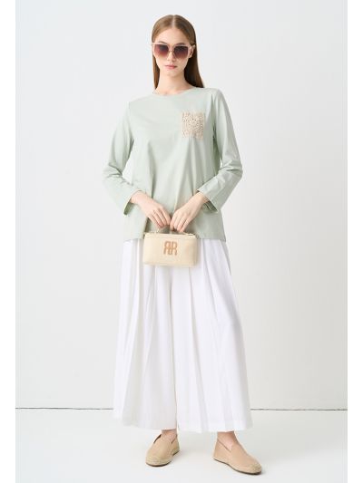 Elasticated Waist Wide Leg Cut Trousers
