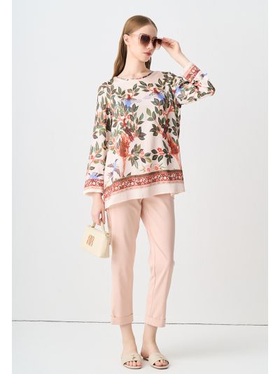 Wide Hem Fold Solid Trouser