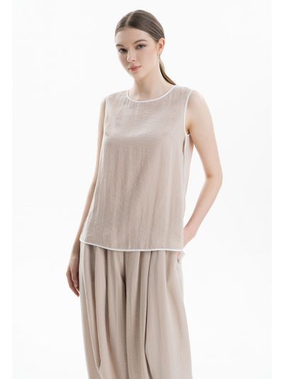 Contrast Stripes Sleeveless Side Slits Top -Sale