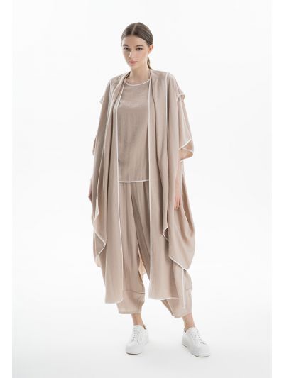 Contrast Detailed Layered Open Short Sleeves Jacket -Sale