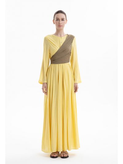 Textured Maxi Dress with Long Sleeves  -Sale