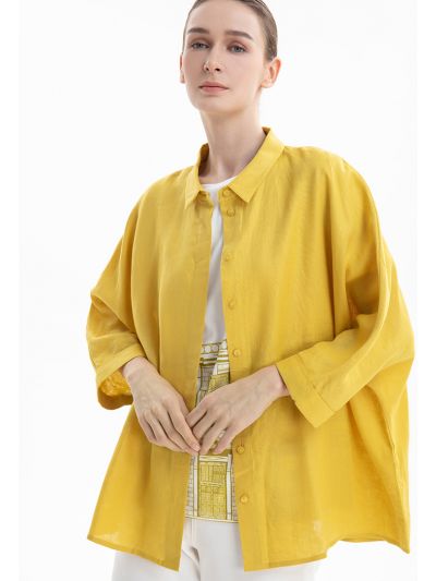 Collared Concealed Buttons Oversized Shirt