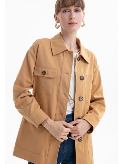 Solid Big Buttoned Jacket -Sale