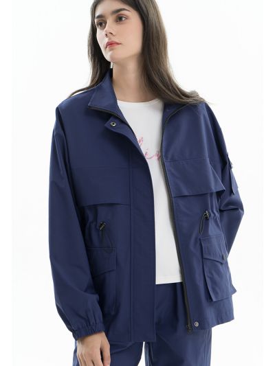 Loose Fit Jacket With Drawstring Waist -Sale