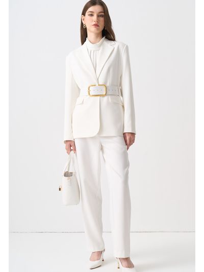Solid Straight Leg High Waist Trouser