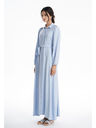 Slim Solid Maxi Shirt Dress -Sale