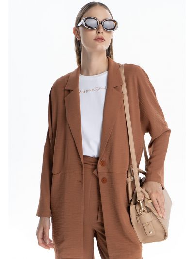 Solid Double Breasted Tiered Blazer - Work Style -Sale