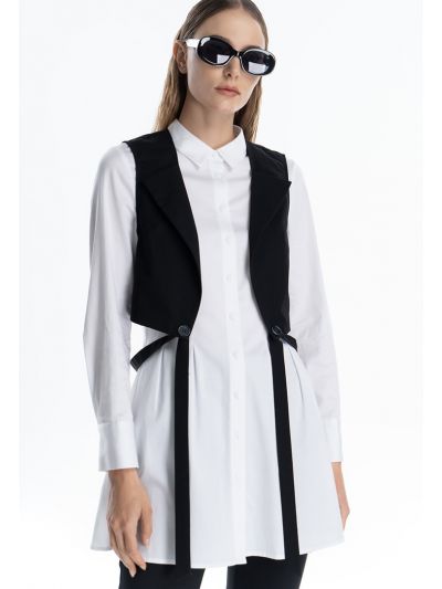 Cropped Solid Gilet with Straps