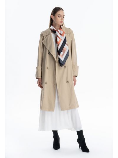 Solid Double Breast Winter Trench Coat