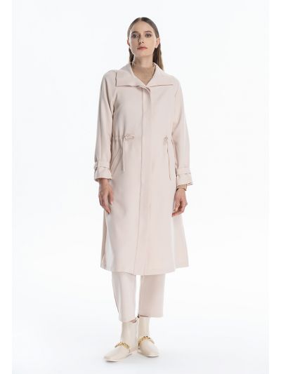 Drawstring Waist Solid Outer Jacket -Sale