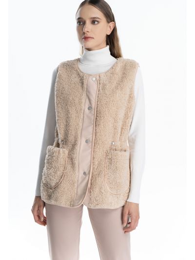 Faux Sheep Fur Hem Gilet