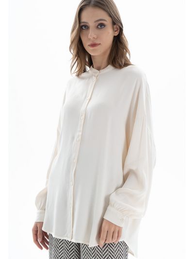 Solid Mandarin Long Back and Short Front Shirt -Sale