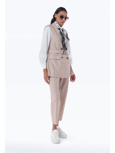 Solid High Waist Trouser
