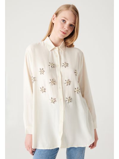 Strass Stitched Button Up Shirt -Sale