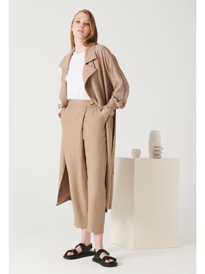 Drape Overlap Casual Solid Trouser -Sale
