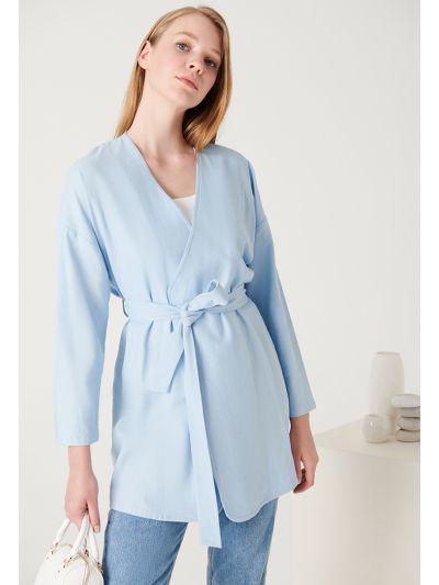 Overlap Open Concept Solid Kimono -Sale