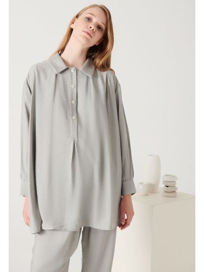 Solid Tunic Flared Shirt