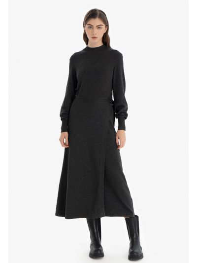 Knitted Solid Overlap Maxi Dress