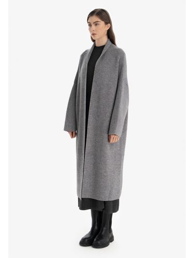 Knitted Solid Open Long Winter Bisht -Sale