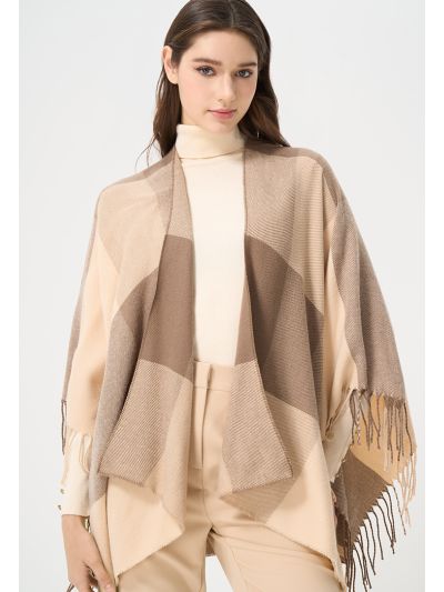 Classic Checkered Winter Poncho