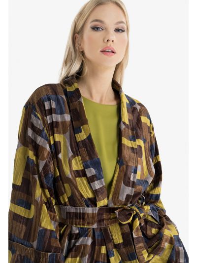 Printed Velvet Kimono Jacket -Sale
