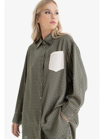 Printed High Low Oversize Shirt