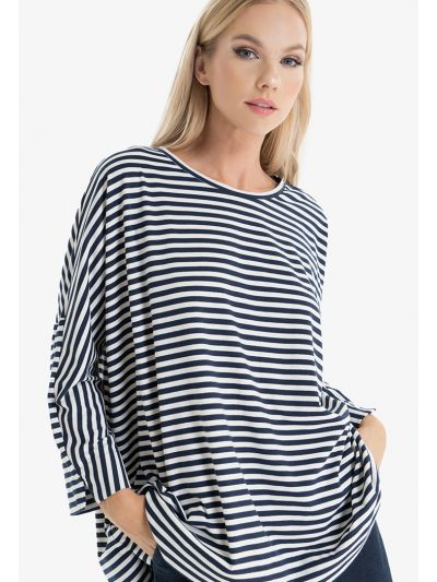 Contrast Stripe Lurex Knitted Top -Sale