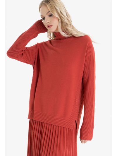 Ribbed High Low Knitted Blouse -Sale