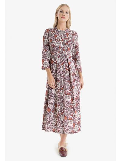 Tapestry Floral Printed Shirt Dress