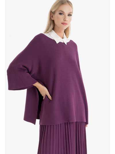 Side Slit Textured Knitted Blouse -Sale