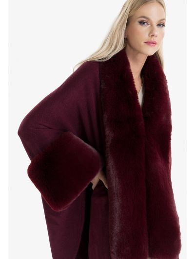 Fluffy Faux Fur Knitted Winter Poncho -Sale