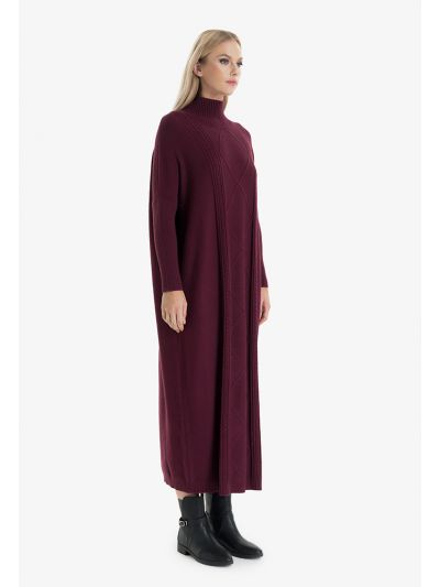 Knitted Turtle Neck Solid Basic Maxi Dress