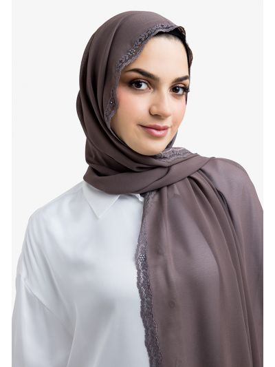 Crystal and Lace Embellished Hijab